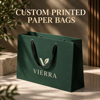 Sacs shopping en papier imprimé haut de gamme avec poignées en corde de coton, détails en relief UV et poignées en ruban premium