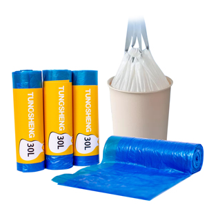 Bin Liner Plastic Bin Liner Bag GRS Certified Sustainable 30L Blue Drawstring Garbage Trash Bin Liner Kitchen Recycled Plastic Bag Trash Bag On Roll