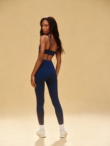 Attached Double <b>Layers</b> Polka Dot Scoop Neck Moisture Wicking Compression Racerback Crop <b>Top</b> and Leggings Sets Activewear - Product Image 3