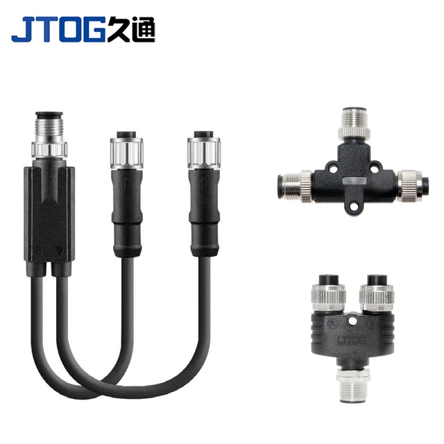 M12 Male to Female  Y Splitter Waterproof Cable Connector