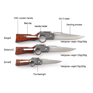 Bán buôn tùy chỉnh <span class=keywords><strong>mini</strong></span> LED Đèn pin ánh sáng thép không gỉ gấp Pocket Knife gỗ xử lý ngoài trời <span class=keywords><strong>Survival</strong></span> công cụ cho DIY - Product Image 2