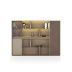 Librero de Oficina de Lujo con Retroiluminación LED, Estantes Abiertos y Armarios de Almacenamiento Cerrados <span class=keywords><strong>para</strong></span> Organización de Oficina - Product Image 4