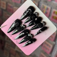 Vente en gros de faux ongles haut de gamme lisses faits à la main, design personnalisé, couverture complète, nail art Halloween