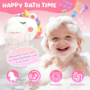 Jouets de bain pour enfants, machine à bulles rechargeable, machine à bulles automatique avec 12 musiques, jouet aquatique pour baignoire et douche, jouets de bain pour bébé - Product Image 3