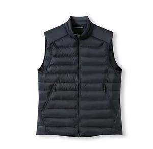 Chaleco Acolchado con Cuello Alto para Hombre, Color Sólido, Cierre Frontal con Cremallera, Cortavientos, Ropa Exterior Informal, 100% Poliéster, para Otoño - Product Image 2