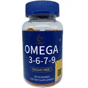 OEM Vegan Pure Orgânico DHA Omega 3 6 7 9 gomas vitamina óleo de peixe apoia gomas de reforço cerebral