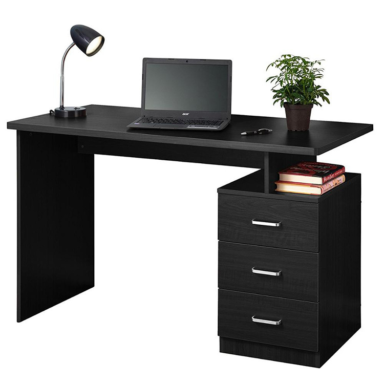 40"x20" Modern Black Wood Desk - Sturdy Home Office Computer Table For Bedroom Or Study