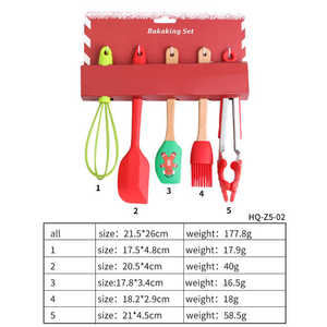 ชุดทำขนมในครัวสำหรับเทศกาลคริสต์มาสห้าชิ้นแปรงขัดน้ำมันเครื่องตีไข่ใช้ในครัวเรือนอุปกรณ์อบขนมอบ - Product Image 6