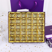 Boîtes à bonbons et chocolats carrées rigides personnalisées haut de gamme avec séparateurs et poignée pour couvercle rabattable, présentoir cadeau Ramadan