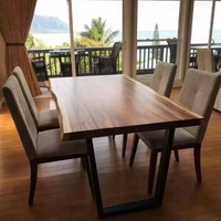 Ensemble élégant de table console en bois massif pour hôtel, restaurant, cuisine, bar avec panneau en bois de résine époxy 1pc