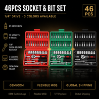 Kit combiné de 46 pièces : Ensemble d'outils sans fil, outils à main, boîte à outils, kits d'outils