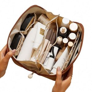Wholesale <b>Large</b> Capacity PU Leather Waterproof Travel Makeup Organizer Portable Toiletry Cosmetic Bag - Product Image 3