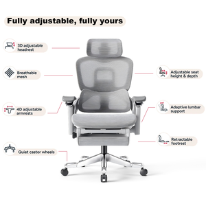 Điều hành điều chỉnh chiều cao admi 360 ° xoay Ghế lưới văn phòng với bánh xe - Product Image 3