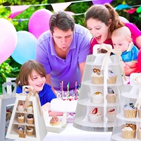 Benutzer definierter Griff Dessert Tower Karton Verpackungs box Sweet Cake Box Plastik fenster mit Band Logo Geschenk boxen Cupcake