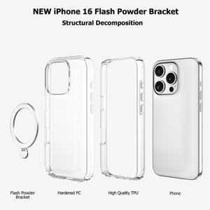 <strong>Flash</strong> Powder Defender Magnetic Transparent Clear Glitter Mobile Phone <strong>Case</strong> Cover for iPhone 16 <strong>Plus</strong> 16 Pro Max 17 With Kickstand - Product Image 5