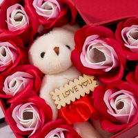 Vente en gros boîte cadeau fleur de savon rose en forme de coeur cadeau Saint Valentin fête des enseignants amis cadeau fleur de savon