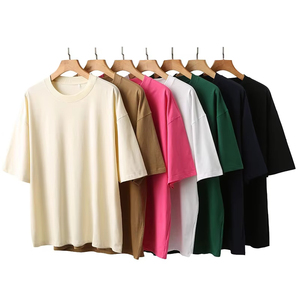 Camiseta de Alta Calidad de 230 g/m², Talla Grande, para Hombre, Manga Corta, Algodón, Color Sólido, Tendencia Casual, Verde, Blanco, Negro - Product Image 1