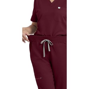 FOXA Women's Scrub Set V-Neck Top <b>Cargo</b> <b>Pants</b> 4-Way <b>Stretch</b> Hospital Uniforms - Product Image 6