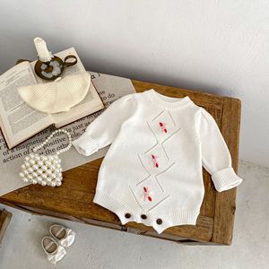 Engepapa infantile à manches longues barboteuse pull combinaison <span class=keywords><strong>RTFS</strong></span> automne bébé vêtements bouton pression fermeture laine tissu filles mode - Product Image 4