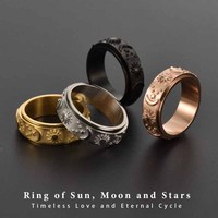 Bague Tournante Anti-Stress en Acier Inoxydable, Motif Étoile Tendance Vintage, pour Couple, Mariage, Fiançailles, Cadeau Quotidien
