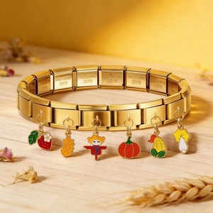 Pulsera de dijes italianos de acero inoxidable antideslustre al por mayor, serie de verduras y frutas, joyería para niños, regalo para fiestas - Product Image 3