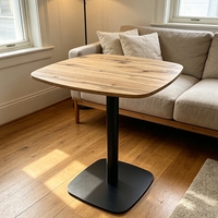 Table de bar ronde minimaliste en MDF avec base en métal noir mat, table de bistrot moderne pour salle à manger, café, petits espaces