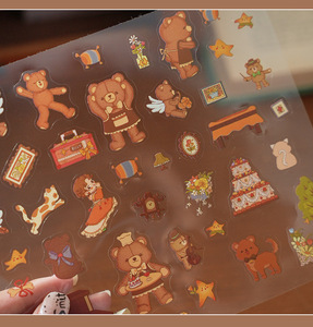 4 Fogli per Confezione, Adesivi 3D con Scenari, Serie Little Bear Waltz, Decorazioni Creative per Quaderni, Scene in Miniatura, Decorazioni per le Feste - Product Image 6