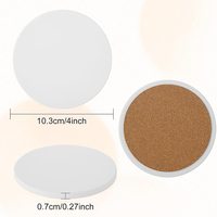 Tuiles rondes en céramique de 4 pouces pour la sublimation, tuiles en céramique brillantes, blancs émaillés avec du liège pour le bricolage