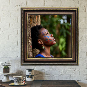 Póster de retrato de cara tatuada de mujeres étnicas africanas creativas, arte de pared, decoración del hogar, lienzo al óleo y pintura de porcelana de cristal - Product Image 5