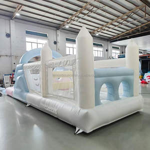 Château gonflable blanc de 25 pieds, parcours d'obstacles gonflable commercial en PVC, château gonflable aquatique, <span class=keywords><strong>macaron</strong></span> de rêve 25x9x9 pieds - Product Image 3