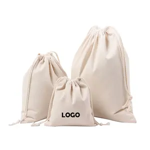 Özel Logo serigraf baskı organik pamuk Muslin çanta çift alışveriş çantası tuval İpli toz torbaları çanta ayakkabı için