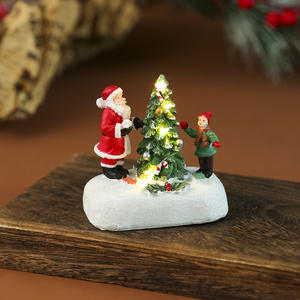 2025 decoraciones navideñas luminosas resina Micro paisaje adornos Santa Claus árbol de Navidad muñeco de nieve adornos de escritorio - Product Image 3