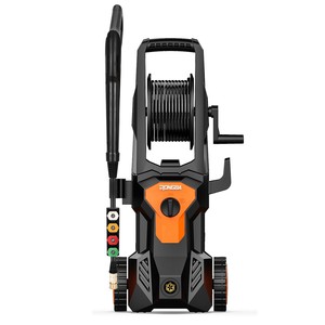 Nettoyeur haute pression électrique 1500W, noir, en plastique, avec enrouleur de tuyau et roues - Product Image 4