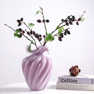 Jarrón Hidropónico de Vidrio Morado Delicado, Botella Creativa con Boca Ondulada, Jarrón Noble para Flores de Mesa, Artesanía - Product Image 3
