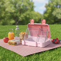 Ensemble de boîtes à lunch en PP pour salade, 3 compartiments, micro-ondable, étanches, durables, sans BPA, boîtes à bento en plastique pour enfants