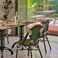 Chaises de salle à manger d'extérieur modernes en rotin, Teslin et alliage d'aluminium, portables, empilables, imperméables, pour hôtel, terrasse, jardin, chambre, cuisine