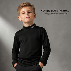 Lot de 2 sous-vêtements thermiques Dralon à <span class=keywords><strong>col</strong></span> montant pour garçons, style basique noir et blanc, sous-vêtement à manches longues pour enfants, doux pour la peau, pour l'hiver - Product Image 1
