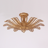 Lampes de plafond décoratives vintage en laiton, style rococo, feuilles classiques, bronze antique, éclairage