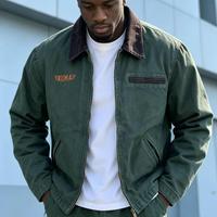 Veste bomber vintage en laine peignée, style Detroit, coupe oversize, résistante au vent, pour l'hiver
