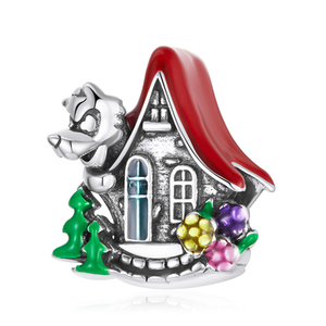 925 Sterling Silver Fiaba Casa In Rilievo Rosso <span class=keywords><strong>Mr.</strong></span> Lupo Fiaba Accessori FAI DA TE Perline SCC1889 - Product Image 1