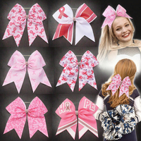 Bandeaux de cheerleading de ruban rose de 7 pouces pour les filles et les femmes Sensibilisation au cancer du sein bon marché pour Cheer Bows avec bande élastique