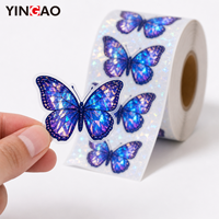 Autocollants papillons éthériques personnalisés en rouleau, imperméables, découpés, motifs animaux mignons pour scrapbooking et décoration de cadeaux