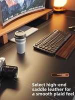 Bureau électrique intelligent avec cadre métallique et surface en cuir, double prise, pour bureau, e-sport, étude, poste de travail L56