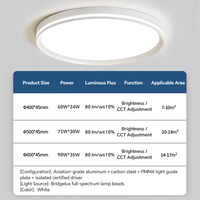 Plafonnier LED en profilé aluminium, dimmable, rond, ultra fin, grand luminaire moderne d'intérieur, télécommande/interrupteur pour chambre à coucher, salon