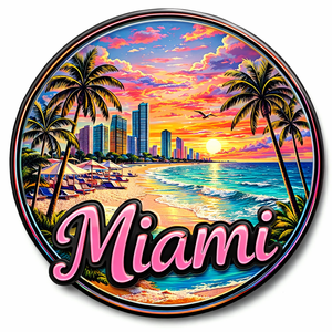 Nouveauté 2026 : Aimants de réfrigérateur en métal personnalisables, thème Miami USA, pour le tourisme, vente en gros, variété de styles - Product Image 2