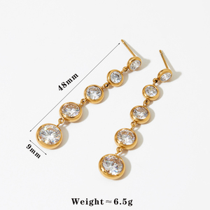 CLIORO <span class=keywords><strong>Orecchini</strong></span> Pendenti di Lusso da Donna alla Moda Placcati <span class=keywords><strong>Oro</strong></span> con Zirconi in Acciaio Inossidabile, Gioielli all'Ingrosso - Product Image 6
