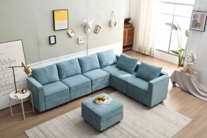 الشمال أريكة قماش بسيطة الحديثة غرفة الجلوس L شكل يمكن تفكيكها غسل الأثاث - Product Image 2