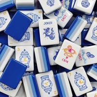 Tuiles de Mahjong en Acrylique Porcelaine Américaine Bleue et Blanche, 160 Pièces, Coffret Cadeau pour la Maison, Cartes en Cristal Polies à la Main, Emballage en Boîte en Carton