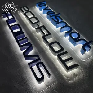 Акриловый Halo Illumin Signag, металлический канальный буквенный знак с подсветкой, светодиодный 3d логотип, индивидуальные интерьерные знаки по заводским ценам