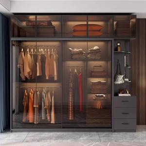 Ménage chambre à coucher bois massif moderne simple léger luxe italien minimaliste <span class=keywords><strong>porte</strong></span> en verre <span class=keywords><strong>porte</strong></span> <span class=keywords><strong>coulissante</strong></span> armoire à portes coulissantes - Product Image 2